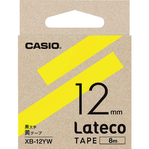 トラスコ中山 カシオ ラテコ(Lateco)専用詰め替えテープ 12mm 黄テープに黒文字（ご注文単位 1個）【直送品】