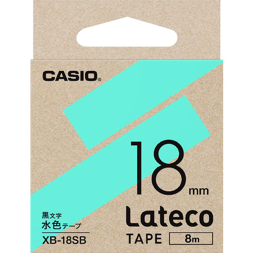 トラスコ中山 カシオ ラテコ(Lateco)専用詰め替えテープ 18mm 水色テープに黒文字（ご注文単位 1個）【直送品】