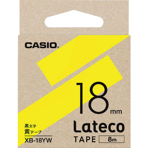 トラスコ中山 カシオ ラテコ(Lateco)専用詰め替えテープ 18mm 黄テープに黒文字（ご注文単位 1個）【直送品】