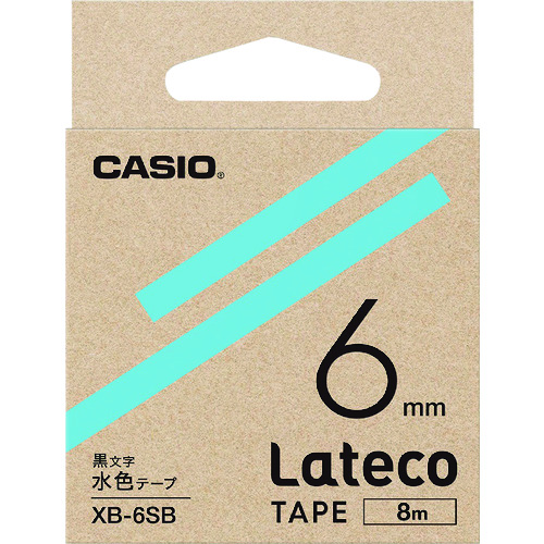 トラスコ中山 カシオ ラテコ(Lateco)専用詰め替えテープ 6mm 水色テープに黒文字（ご注文単位 1個）【直送品】