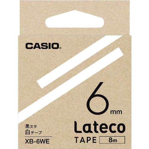 トラスコ中山 カシオ ラテコ(Lateco)専用詰め替えテープ 6mm 白テープに黒文字（ご注文単位 1個）【直送品】