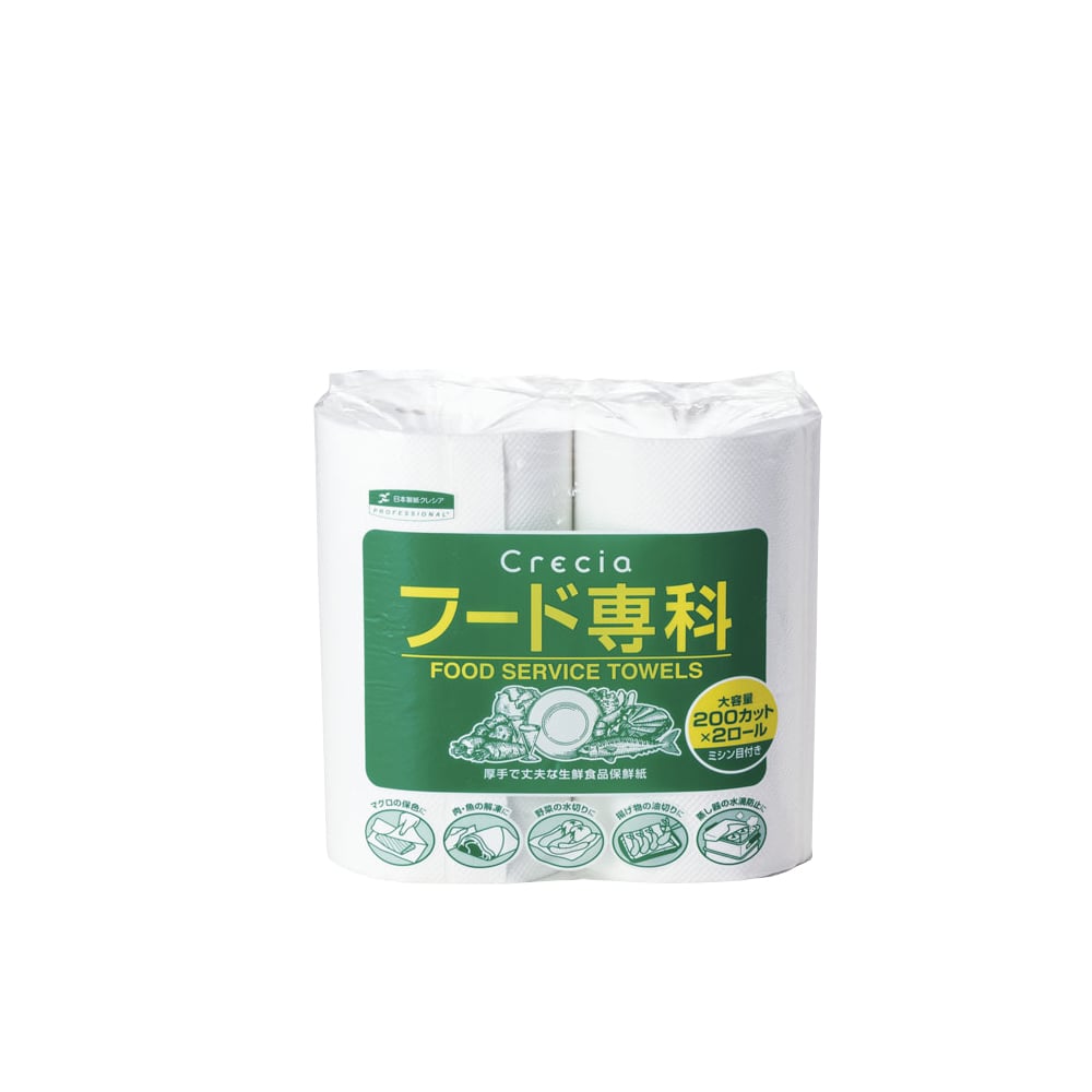 クレシア　フード専科（生鮮食品保存紙） 2R　200カット24ロール入 1箱（ご注文単位1箱）【直送品】