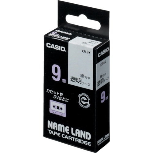 トラスコ中山 カシオ ネームランド用テープカートリッジ 粘着タイプ 黒文字 青テープ 18mm（ご注文単位 1個）【直送品】