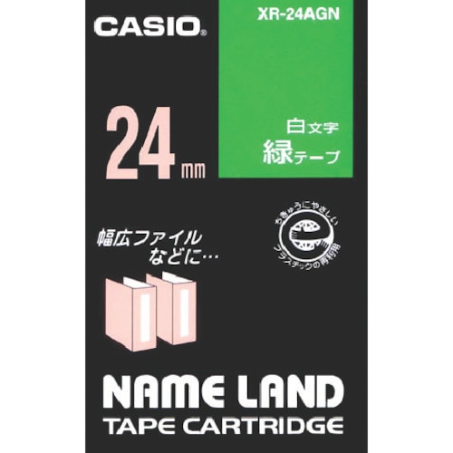 トラスコ中山 カシオ ネームランド用緑テープに白文字24mm（ご注文単位 1個）【直送品】