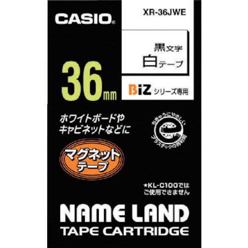 トラスコ中山 カシオ ネームランド”用テープカートリッジ(マグネット付)36mm 白テープ/黒文字（ご注文単位 1個）【直送品】