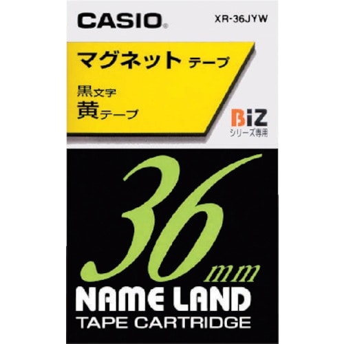 トラスコ中山 カシオ ネームランド”用テープカートリッジ(マグネット付)36mm 黄色テープ/黒文字（ご注文単位 1個）【直送品】