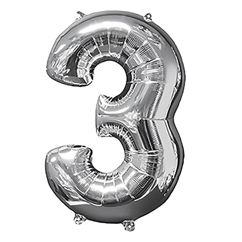 TakaraTec レターバルーン ナンバー 16インチ 3 シルバー  1枚（ご注文単位1枚）【直送品】