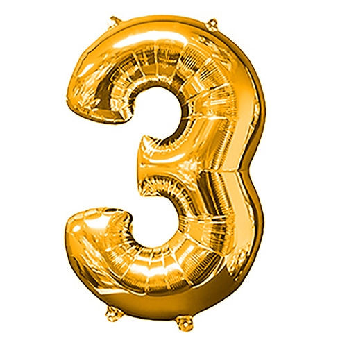 TakaraTec レターバルーン ナンバー 16インチ 3 ゴールド  1枚（ご注文単位1枚）【直送品】