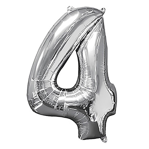 TakaraTec レターバルーン ナンバー 16インチ 4 シルバー  1枚（ご注文単位1枚）【直送品】