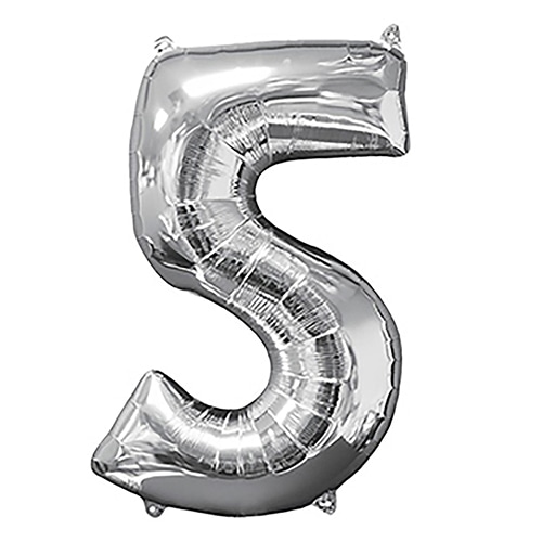 TakaraTec レターバルーン ナンバー 16インチ 5 シルバー  1枚（ご注文単位1枚）【直送品】