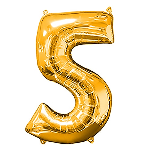 TakaraTec レターバルーン ナンバー 16インチ 5 ゴールド  1枚（ご注文単位1枚）【直送品】