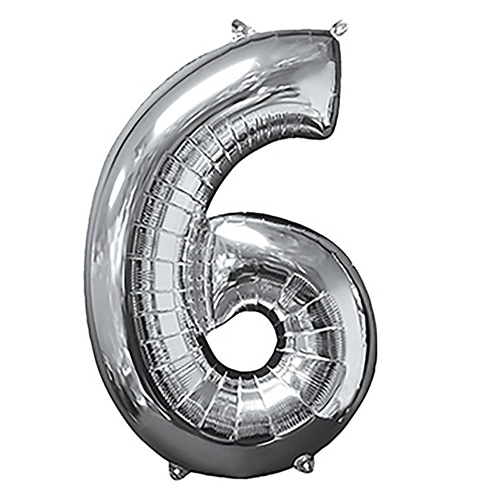 TakaraTec レターバルーン ナンバー 16インチ 6 シルバー  1枚（ご注文単位1枚）【直送品】