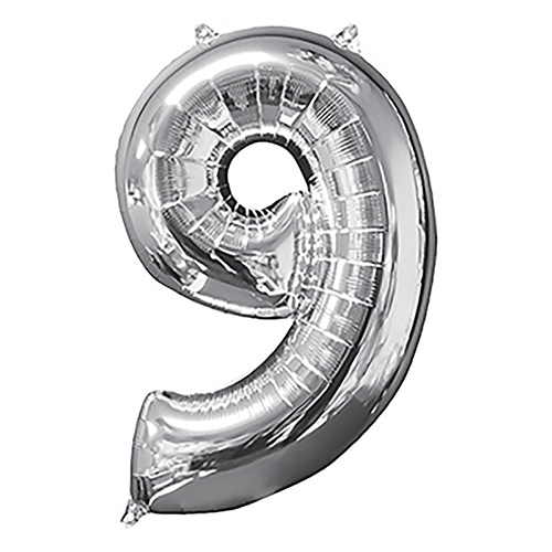 TakaraTec レターバルーン ナンバー 16インチ 9 シルバー  1枚（ご注文単位1枚）【直送品】