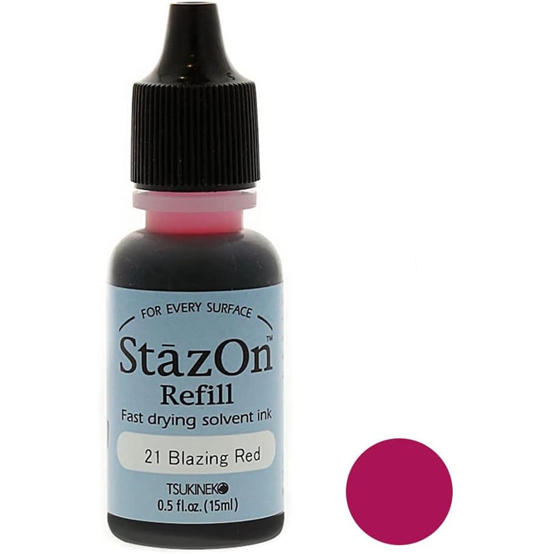 ツキネコ ステイズオン インカー オールマイティーインクパッド 金属 プラスチック 皮革 15ml Blazing Red 1個（ご注文単位1個）【直送品】