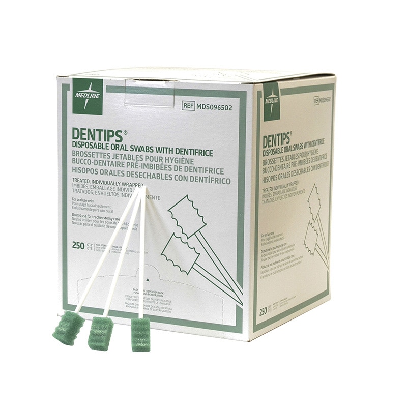 口腔ケア用スポンジ デンティップスグリーン 重曹付 250本入 ミント風味 DG250 1個(ご注文単位1個)【直送品】