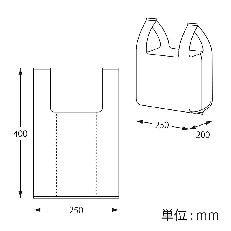 【オリジナル印刷】 特注バイオレジ袋 弁当大　2C ナチュラルまたは乳白 30000枚