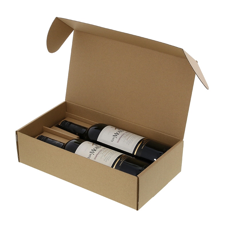 【オリジナル印刷】特注小ロットナチュラルBOX　Z－25 ワイン2本用　フルカラー片面印刷 300枚