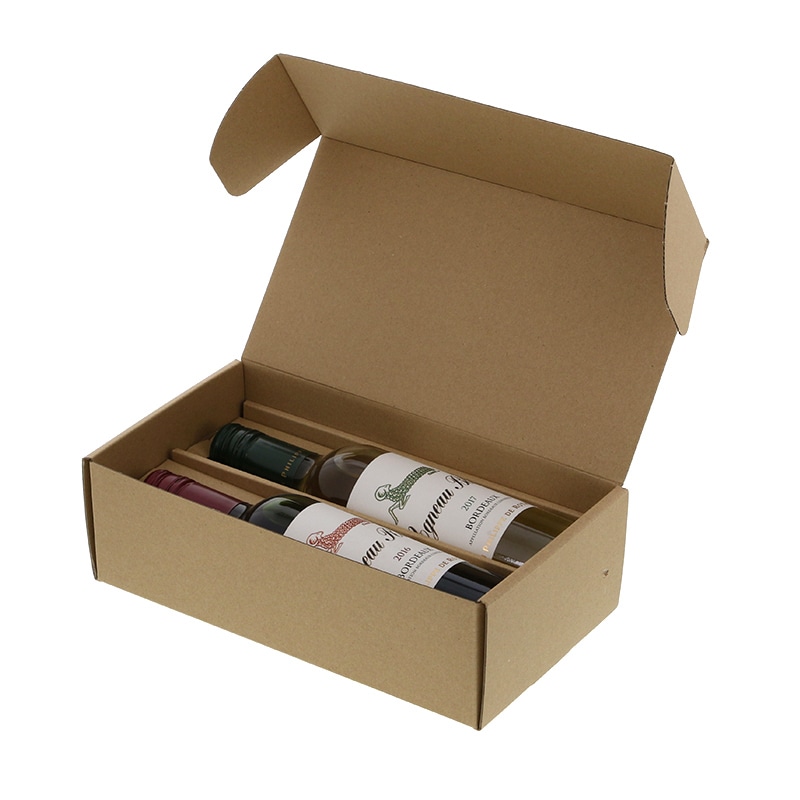 【オリジナル印刷】特注小ロットナチュラルBOX　Z－33 ハーフボトル2本用　フルカラー片面印刷 100枚