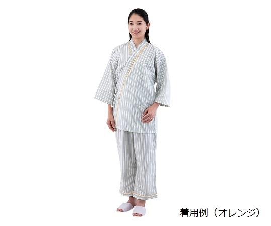 アズワン ストライプ病衣 （セパレーツ） ブラウン／LL　 1枚（ご注文単位1枚）【直送品】