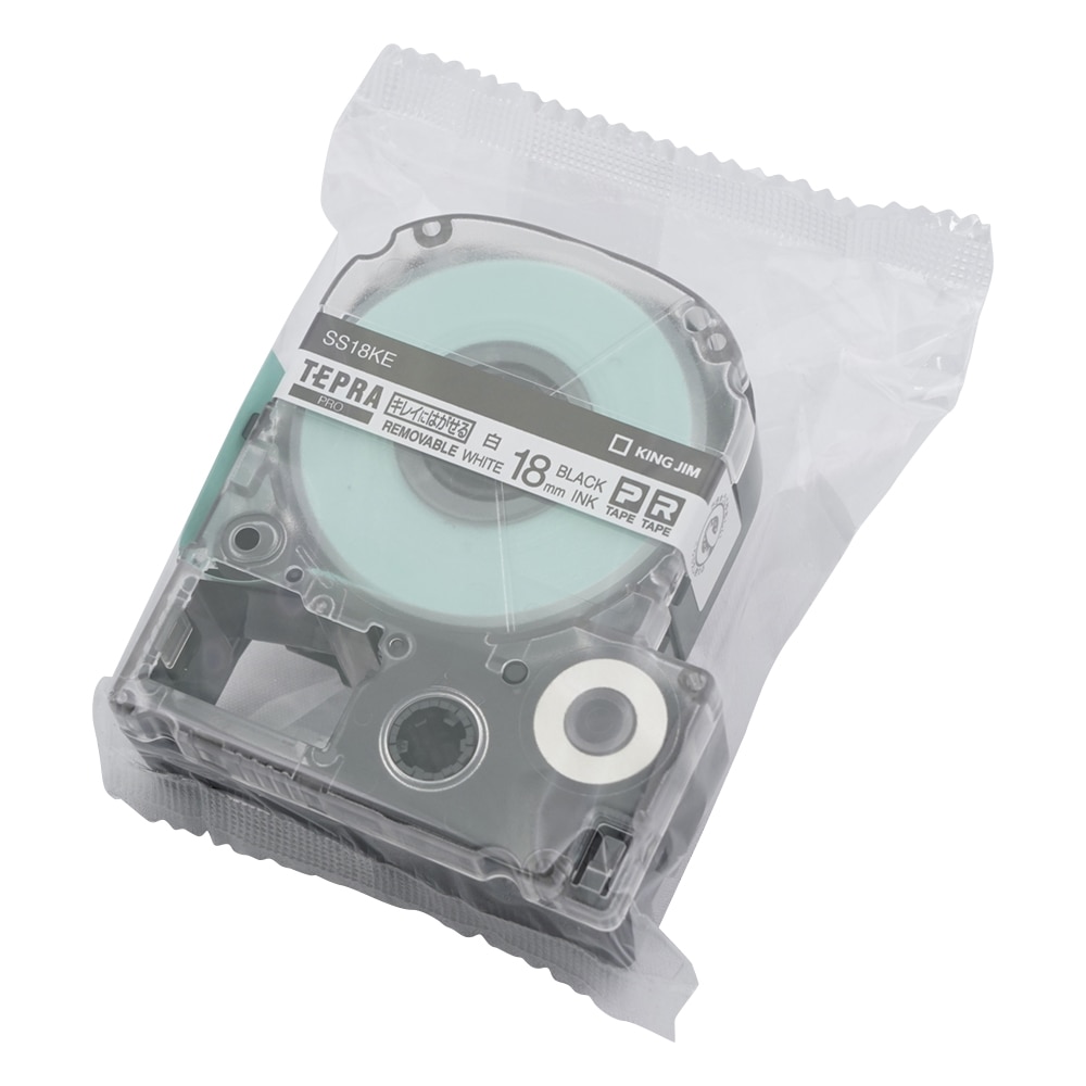 キングジム テプラ専用 テープカートリッジ ホワイト(弱粘着)　SS18KE 1個（ご注文単位1個）【直送品】