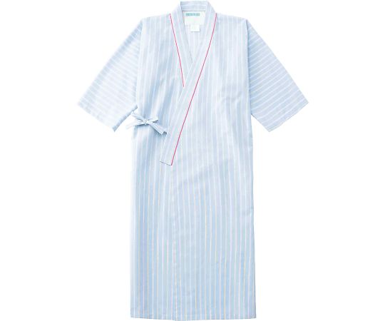 サンアロー 患者衣ガウン（男女兼用）　ブルー×ネイビー　3L　289-98 3L 1枚（ご注文単位1枚）【直送品】