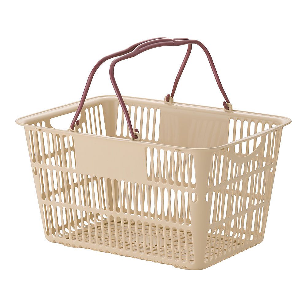 TKG ショッピングバスケット ベージュ/エンジ U-28 1個(ご注文単位1個)【直送品】