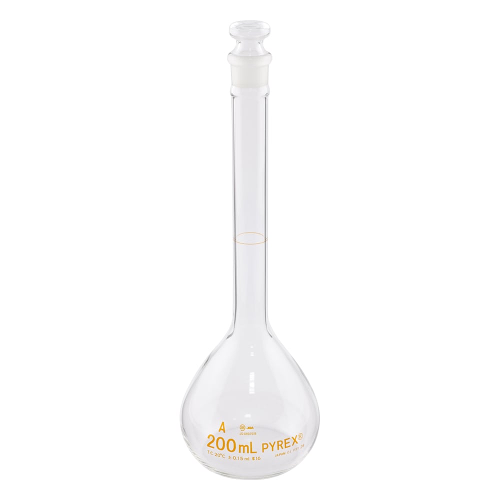 コーニング・PYREX メスフラスコ(JIS規格) 200mL 5640JIS-200 1個(ご注文単位1個)【直送品】