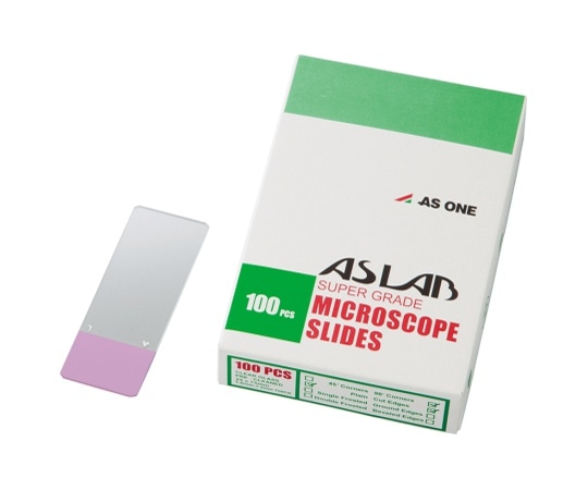 >アズワン アズラボ スライドガラス(ソーダ) 100枚入 10128105P ピンク 縁研磨・カラーフロスト 1箱(ご注文単位1箱)【直送品】