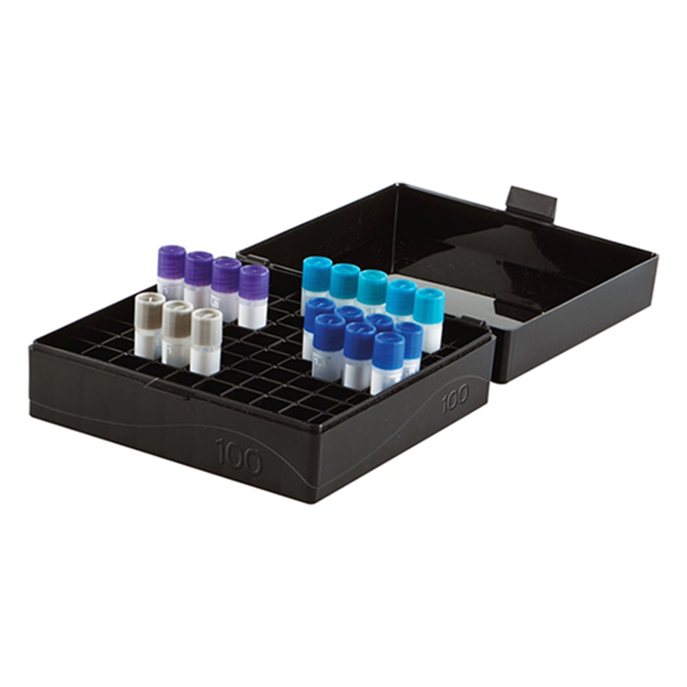 アズワン ストレージボックス HS120043 黒・遮光 141×151×57mm 100本収納 1袋(5個入) HS120043(黒・遮光) 1袋(ご注文単位1袋)【直送品】