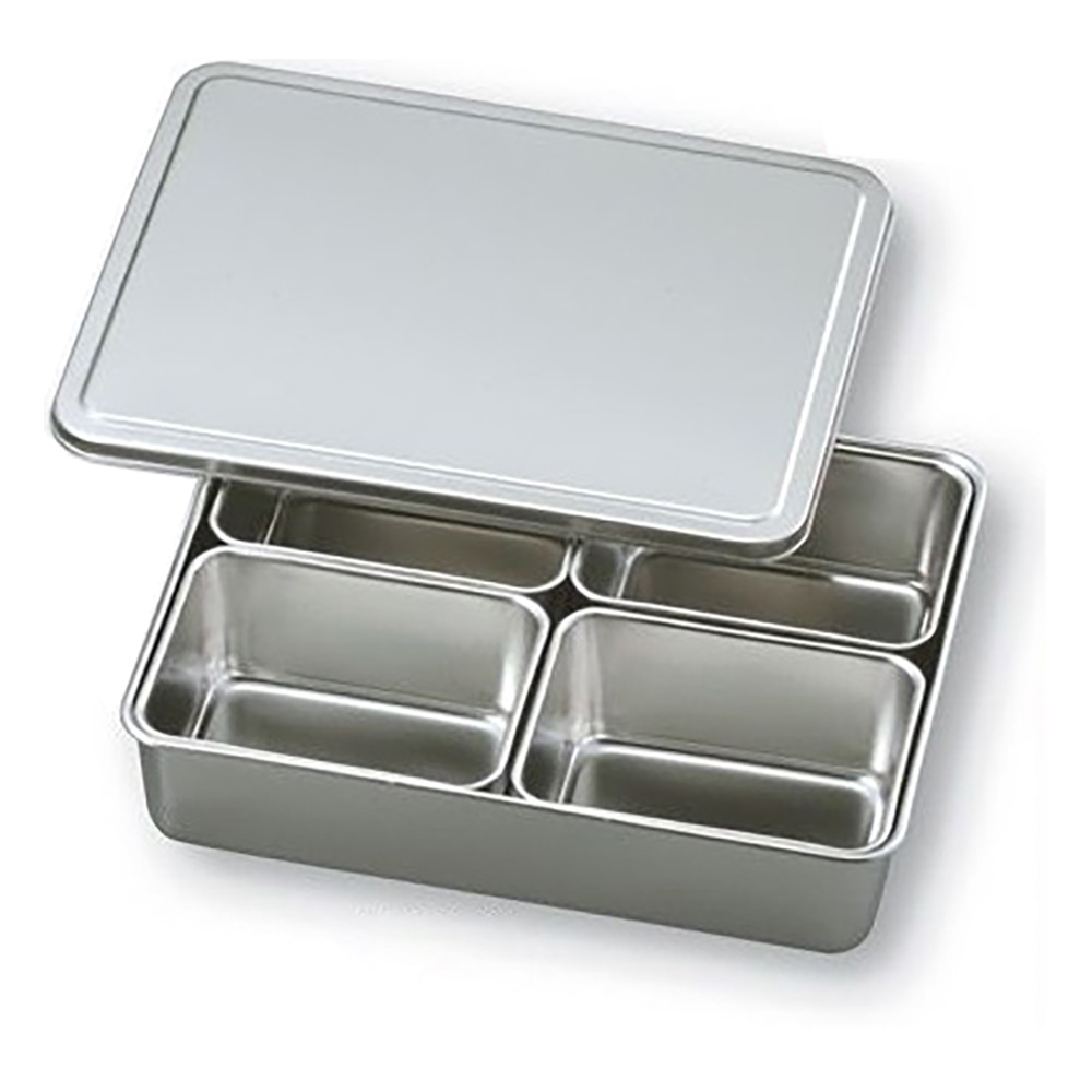 アズワン ステンレスバット蓋付き 普及型 (仲子4ツ入/角型) 137×106×61mm 1個(ご注文単位1個)【直送品】
