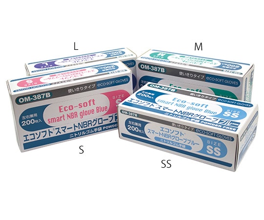 オカモト エコソフト（R）スマートニトリルグローブ ブルー M 1箱（200枚入）　OM-387B M 1箱（ご注文単位1箱）【直送品】