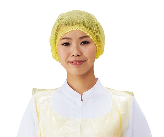 パル 使い捨てカラーモブキャップ イエロー 100枚入　D93610(W) 1袋（ご注文単位1袋）【直送品】