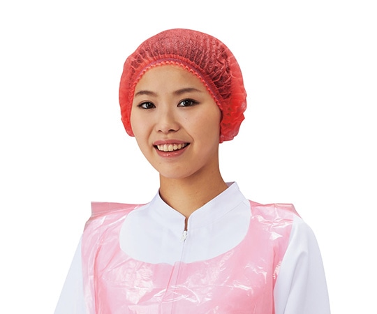 パル 使い捨てカラーモブキャップ レッド 100枚入　D93530(W) 1袋（ご注文単位1袋）【直送品】