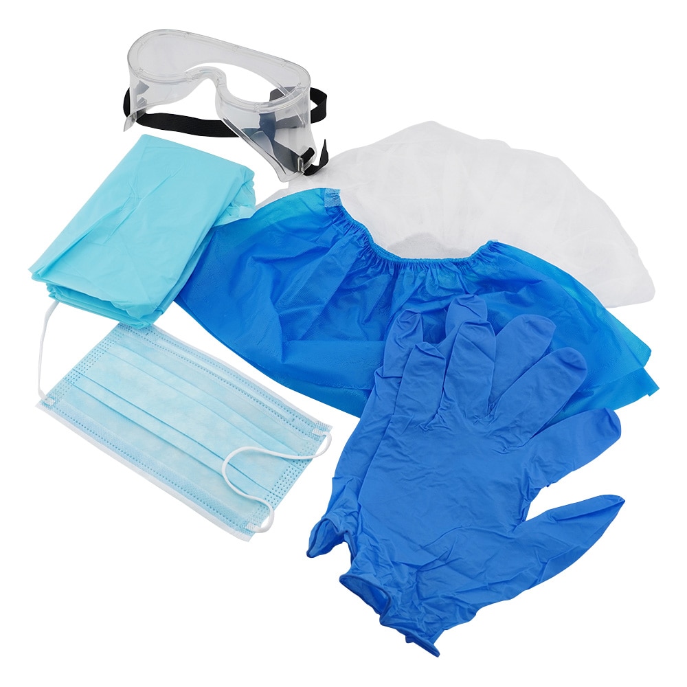 AITEX 感染対策防護具ライトセット ゴーグル有り 10セット入 ICM-12 1袋(ご注文単位1袋)【直送品】