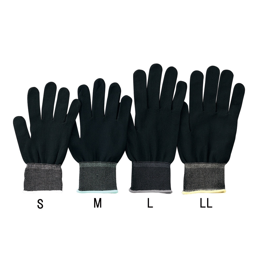 アズピュア（アズワン） アズピュアインナー手袋ブラック(オーバーロック・ナイロン製)　M　10双入　 1袋（ご注文単位1袋）【直送品】