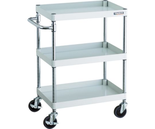 トラスコ中山 フェニックスワゴン 省音 600X400XH880 3段 W色 PEW-963-W 1台(ご注文単位1台)【直送品】