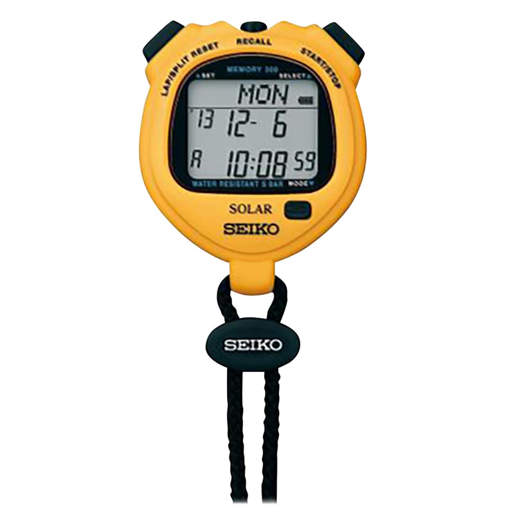 セイコー デジタルストップウォッチ(ソーラー充電型) イエロー SVAJ003 1台(ご注文単位1台)【直送品】