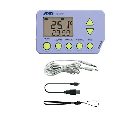 エー・アンド・デイ 大容量メモリ デジタル温度データロガー(外部温度センサ付属) AD-5326TT 1個(ご注文単位1個)【直送品】
