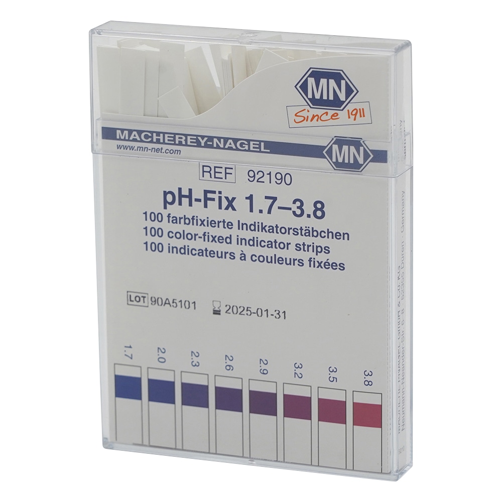 MACHEREY-NAGEL スティックpH試験紙（pH-Fix） pH1.7～3.8 1箱（100枚入）　MN92190 1箱（ご注文単位1箱）【直送品】