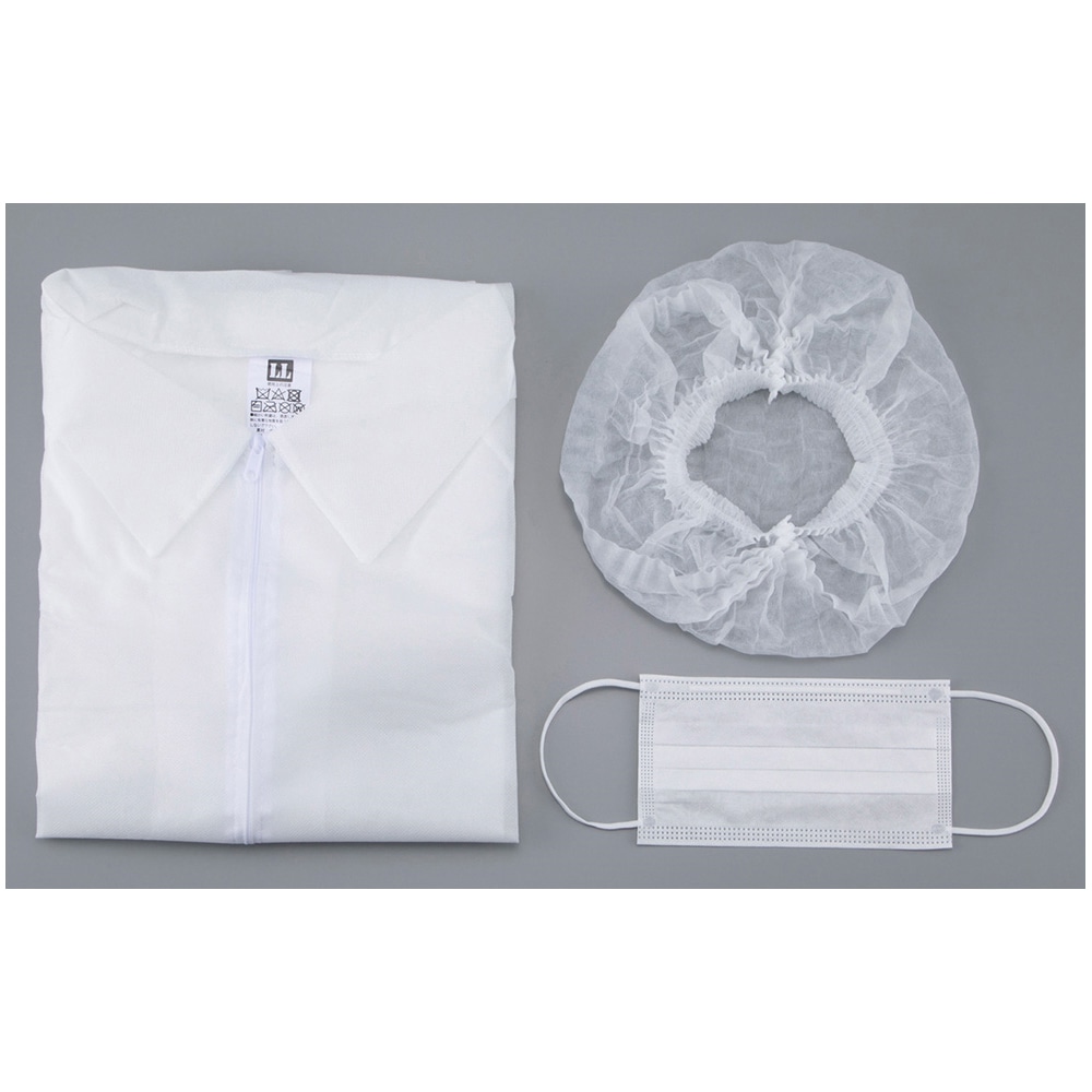 アズワン 不織布ウェア Lサイズ 3点セット　 1セット（ご注文単位1セット）【直送品】