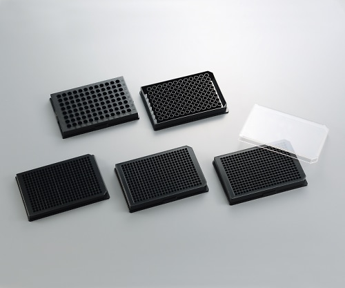 ステム 黒色マイクロプレート 平底 96well・Q型 γ線滅菌済（フタ付き）1箱（1枚×50袋入）　P96FQBS 1箱（ご注文単位1箱）【直送品】