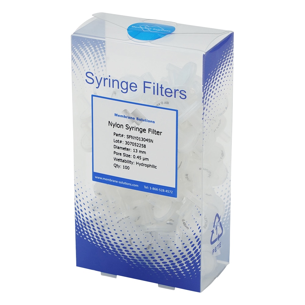 Membrane Solutions シリンジフィルター(親水性)ナイロン φ13mm/φ0.45μm 1箱(100個入) NY013045 1箱(ご注文単位1箱)【直送品】