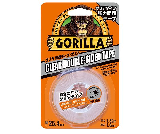 呉工業(KURE) ゴリラ両面テープ クリア 25.4mm×1.52m×1.0mm NO.1778 1巻(ご注文単位1巻)【直送品】