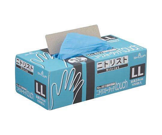 ショーワグローブ ニトリスト・タッチ LL 100枚入 882-LL 1箱(ご注文単位1箱)【直送品】