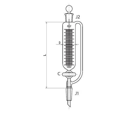 >旭製作所 平衡形滴下ロート PTFEコック 50mL 3746-50-3L 1個(ご注文単位1個)【直送品】