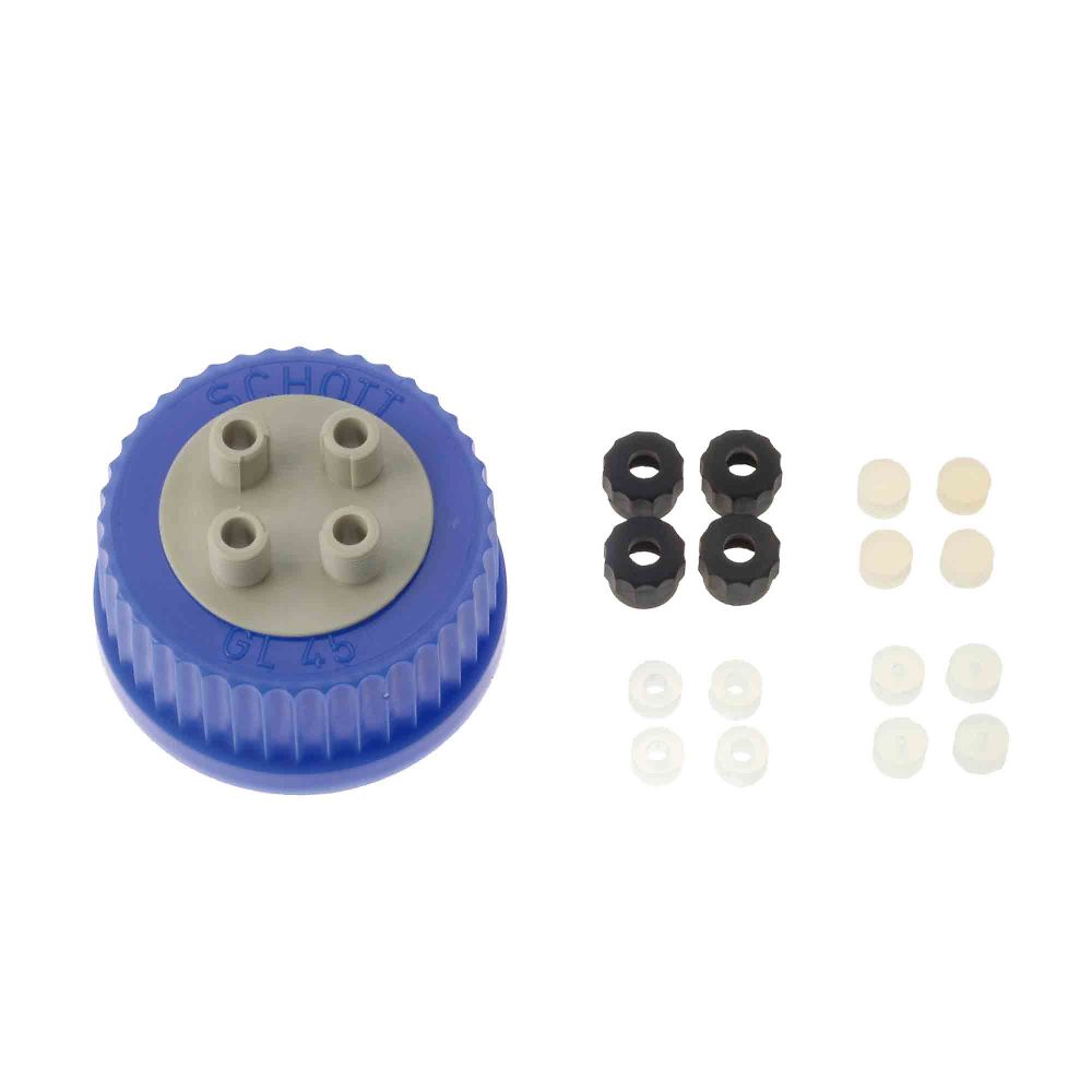 DWK Life Sciences ねじ口びん4ポートキャップセット 1パック(2個入) 017270-3A 1パック(ご注文単位1パック)【直送品】