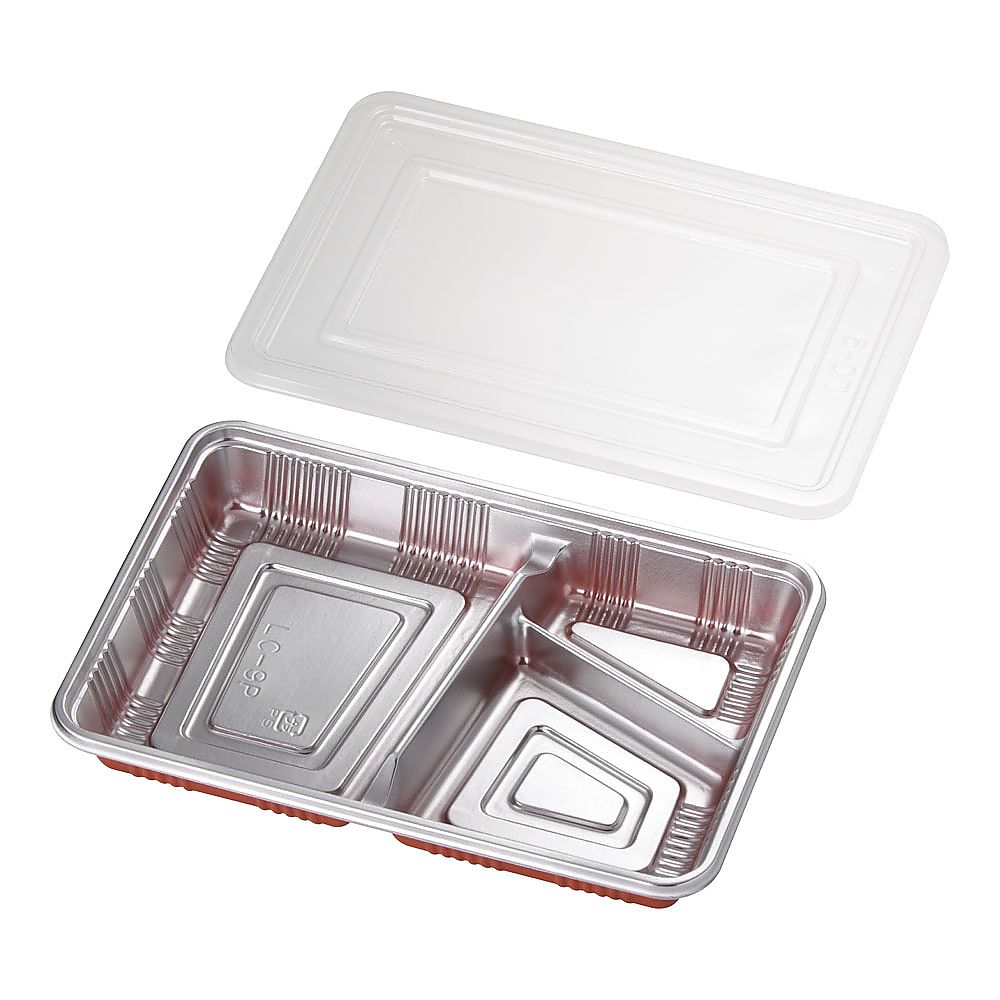 福助工業 仕切付弁当容器 透明蓋付 (100セット入) LC-9P 1ケース(ご注文単位1ケース)【直送品】
