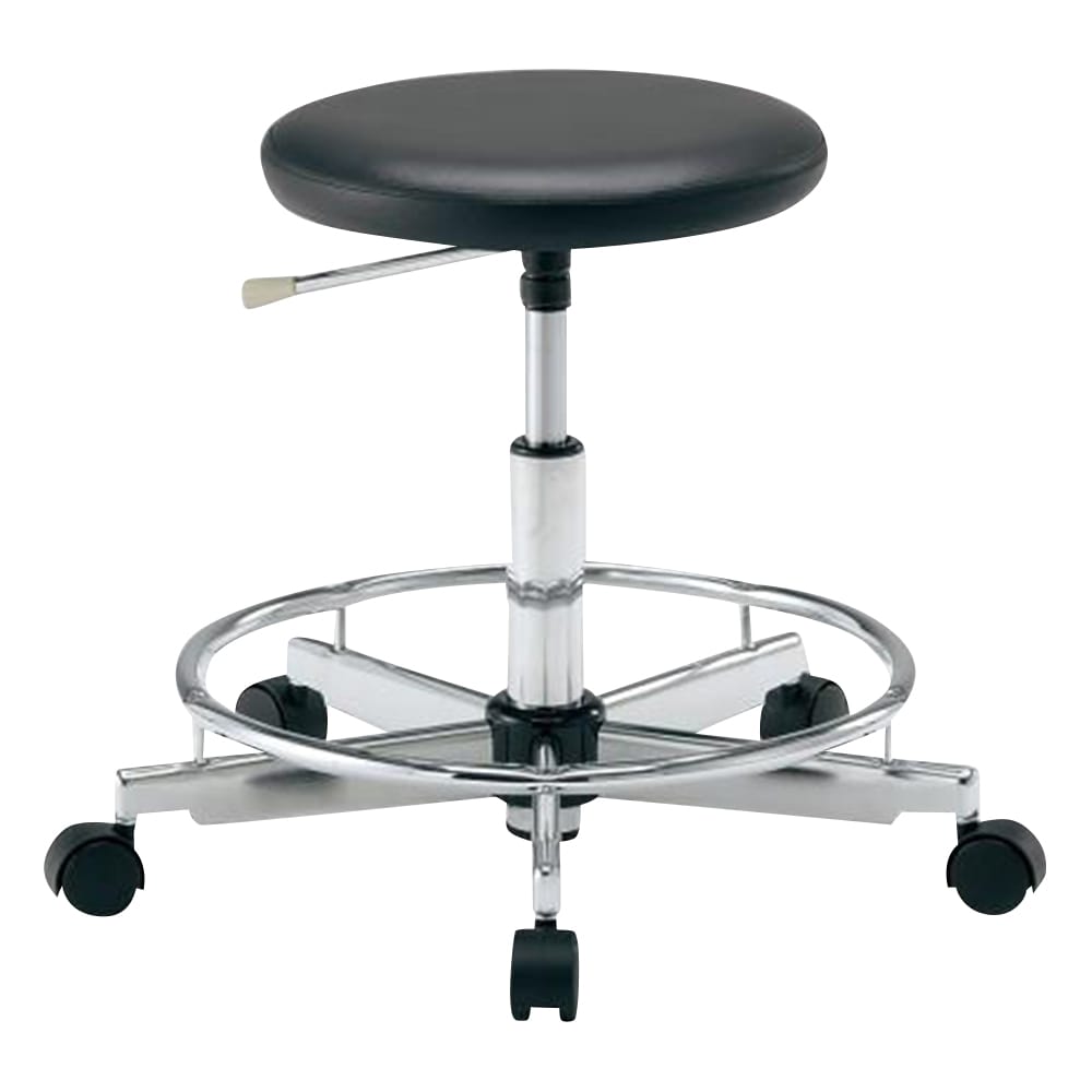 アズワン クリーンカラフルラウンドチェア(クラス100対応) 足掛リング有り ブラック LRC-BKR 1脚(ご注文単位1脚)【直送品】