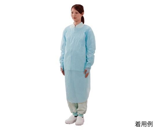 川西工業 ガードファイン袖付エプロンフィンガーフック10枚入　ブルー　4443 1箱（ご注文単位1箱）【直送品】