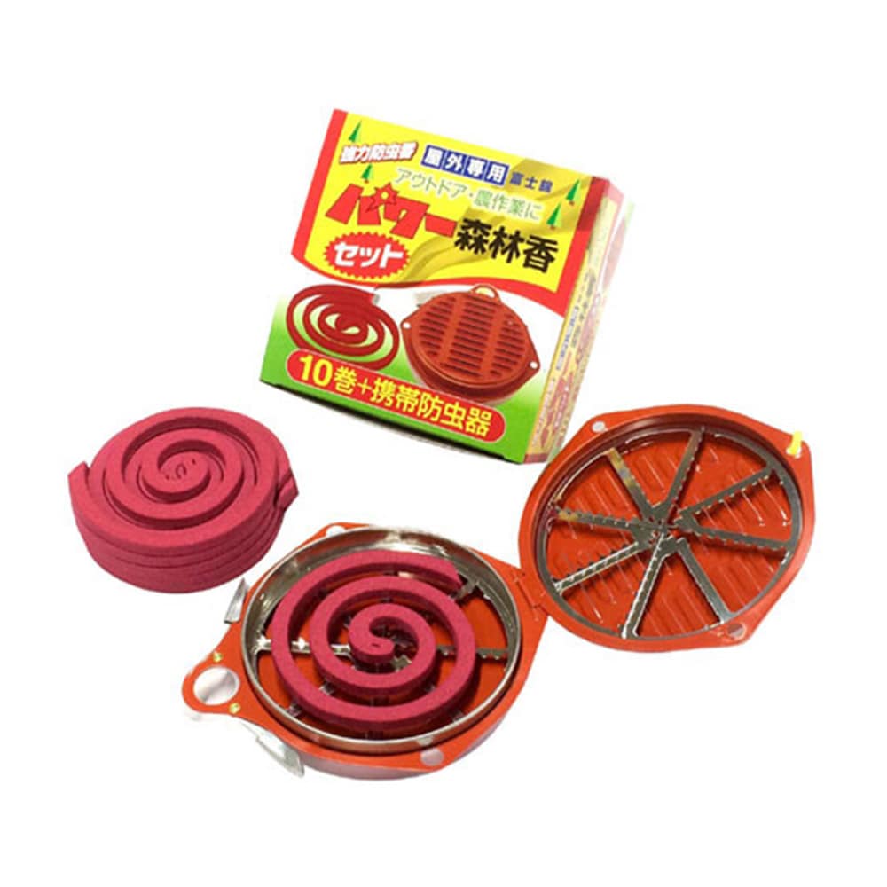アズワン 防虫・防獣線香 パワー森林香10巻+携帯防虫器セット 1セット(ご注文単位1セット)【直送品】